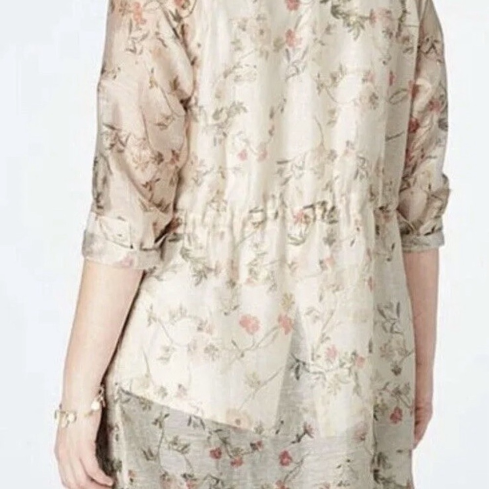 J. Jill Floral Button-Up Sheer Top